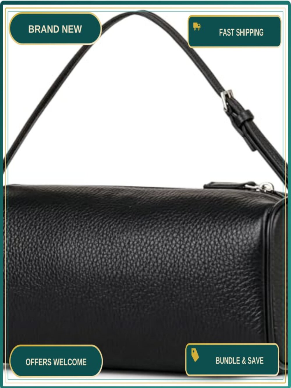 Full Grain Leather Barrel Purse Crossbody Shoulder Bag Mini Hobo